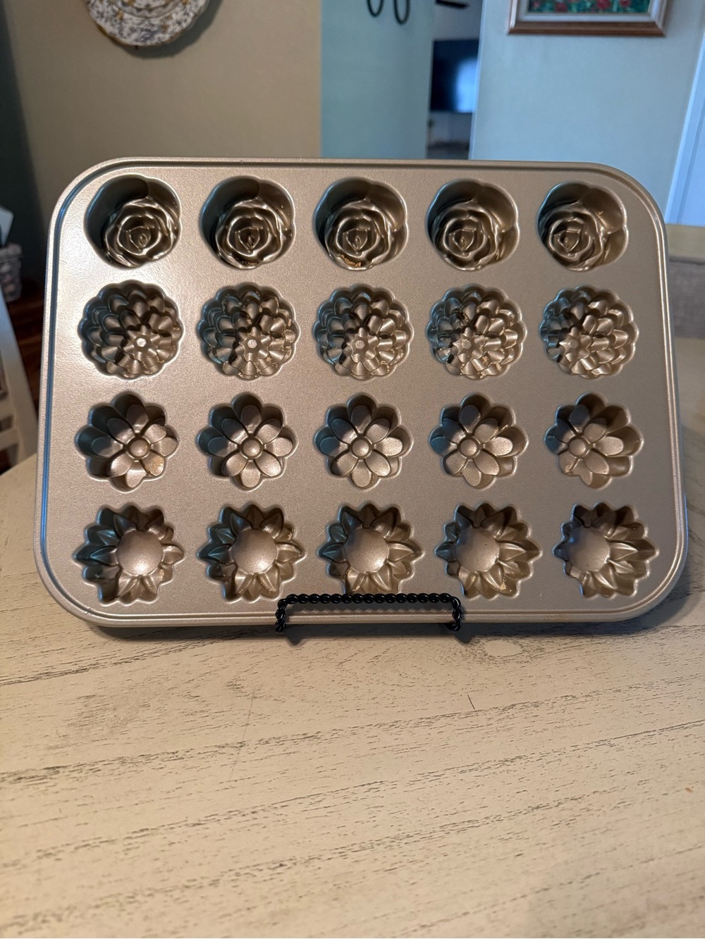 Nordic Ware Petit Fours Pan, assorted decorative mini flower cake molds.